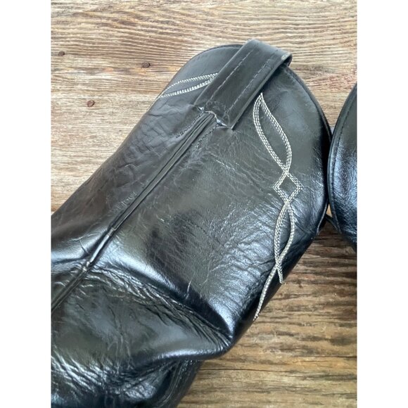 Tony Lama Black Bull hide Boots Size 8 EE Mens Style 2205 Western Leather - Picture 16 of 16